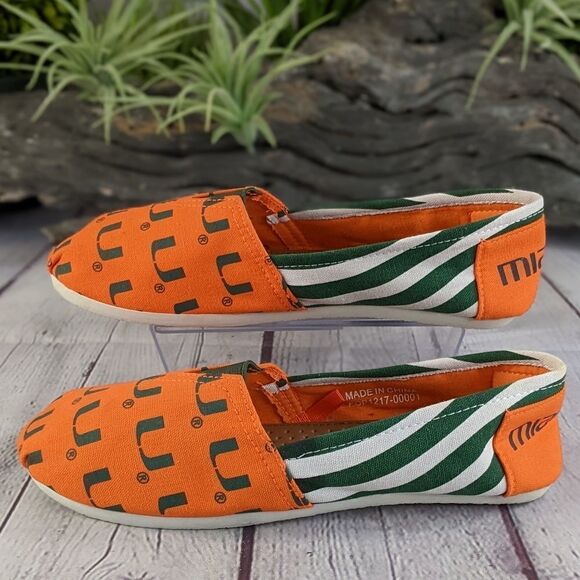 University of Miami Hurricanes Women's Striped Canvas Shoe - Picture 5 of 13